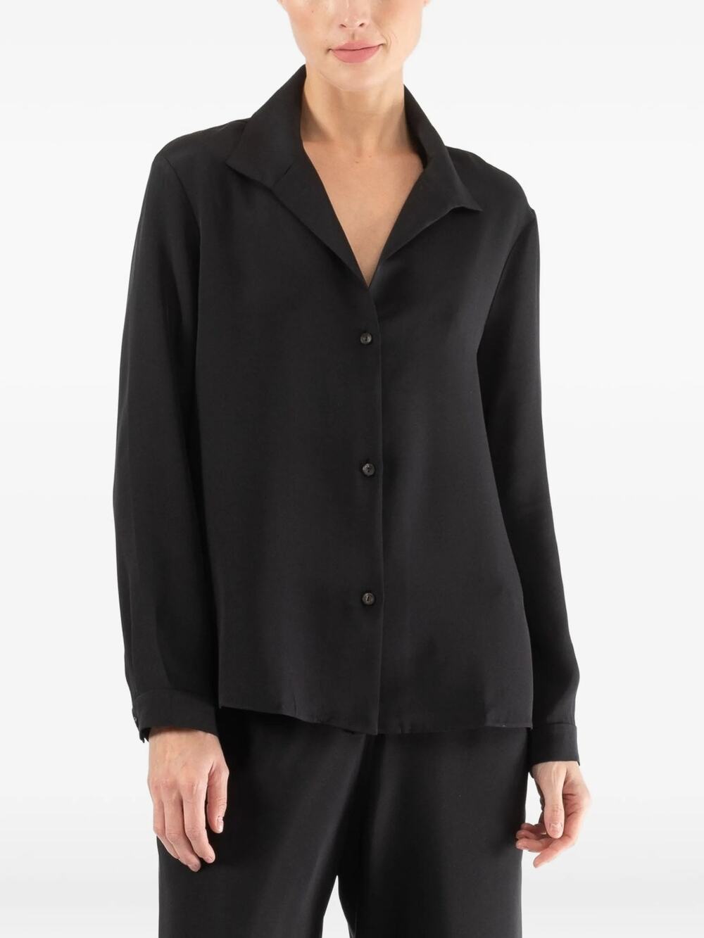 Peter Cohen | M | Women's 100% Silk 4-Ply Black Long Sleeve Pert Blouse Shirt